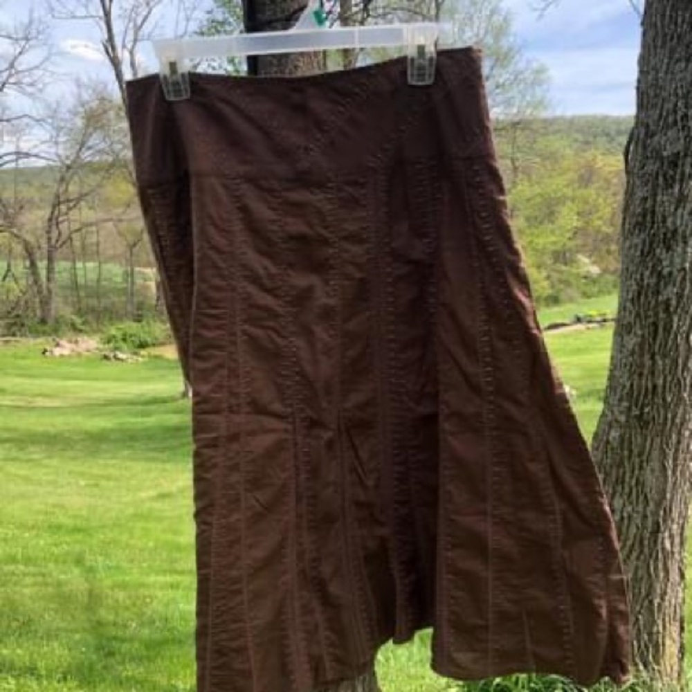 J Jill Embroidered Brown Cotton Skirt 12
